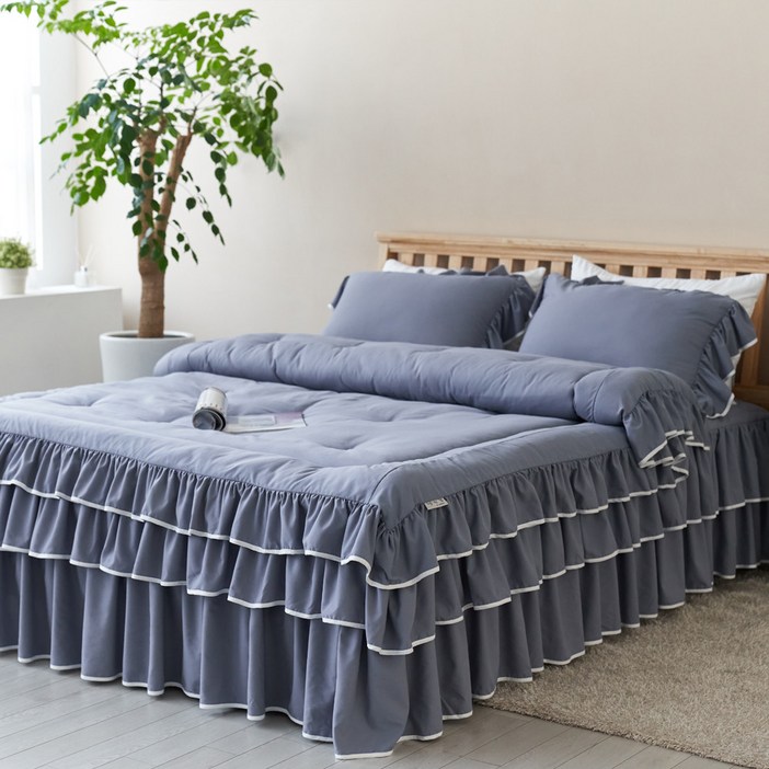 류금숙 라인 프릴 차렵침구 숏+롱 풀세트