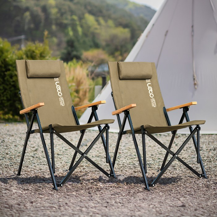 레토 각도조절 접이식 캠핑의자, 브라운, 2개