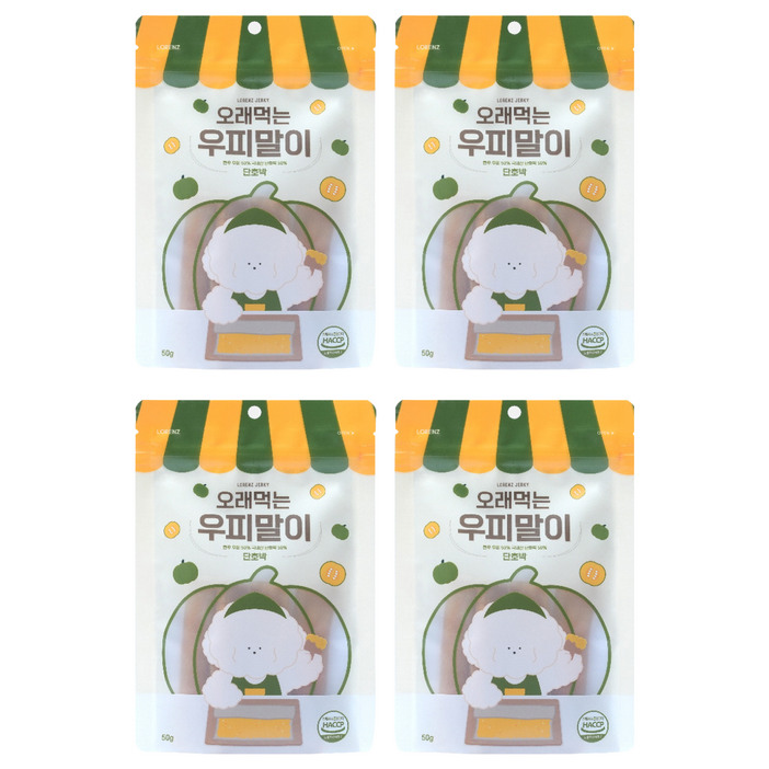 로렌츠 오래먹는 우피말이 강아지 건조간식, 단호박, 50g, 4개