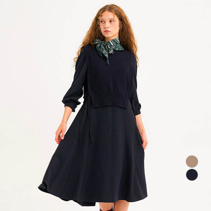 올리브데올리브 여성용 니트 베스트 레이어드 원피스