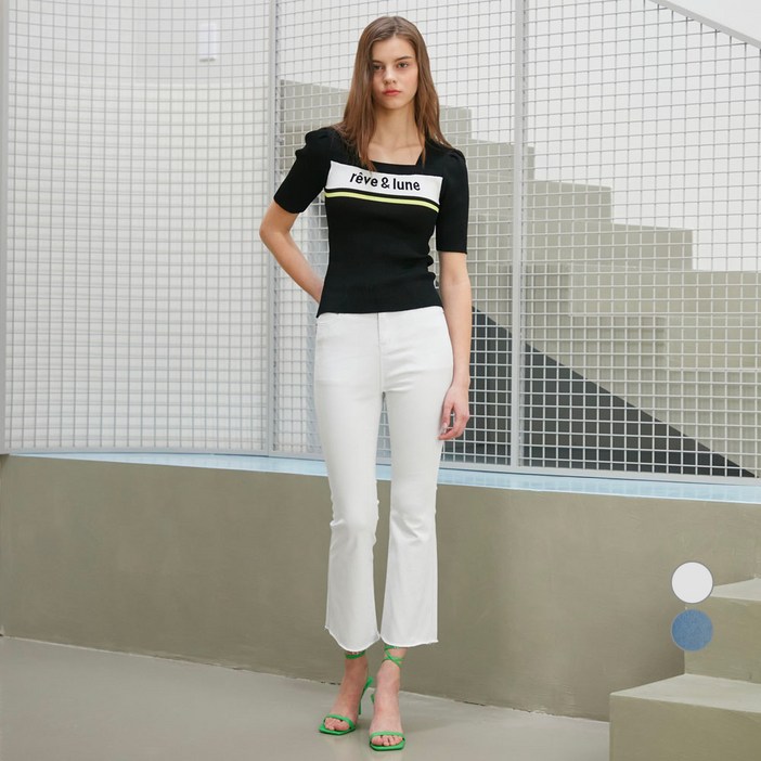 에고이스트 여성용 워시드 슬림 부츠컷 데님 팬츠ER2BO301