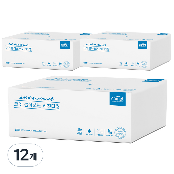 코멧 뽑아쓰는 키친타올, 100매, 12개