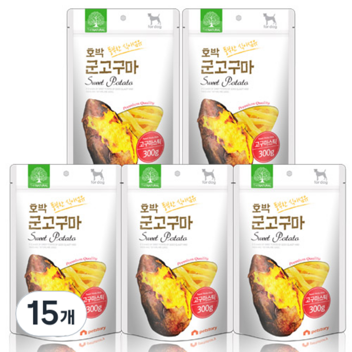 더내추럴 강아지 풍부한 식이섬유 건조간식, 호박 군고구마, 300g, 15개