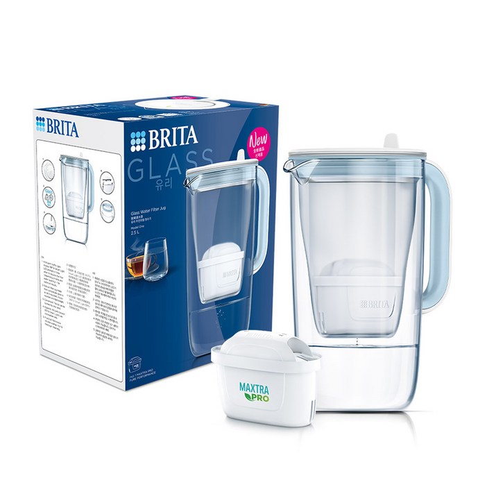 브리타 글라스저그 정수기 Glass Jug 2.5L  막스트라 프로 필터 고객직접설치, 단일상품