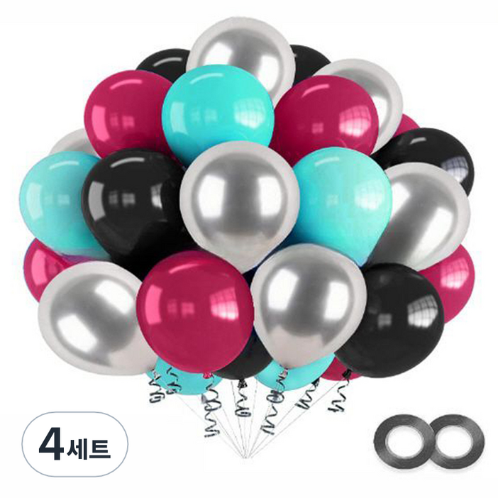 만들하비 컨페티 풍선 세트, 메탈 로즈레드, 4세트