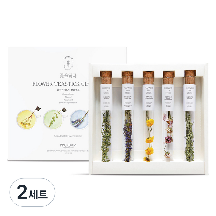 꽃을담다 혼합 플라워티스틱 선물세트 쇼핑백, 2세트, 5종 꽃을담다 혼합 플라워티스틱 선물세트 쇼핑백, 2세트, 5종