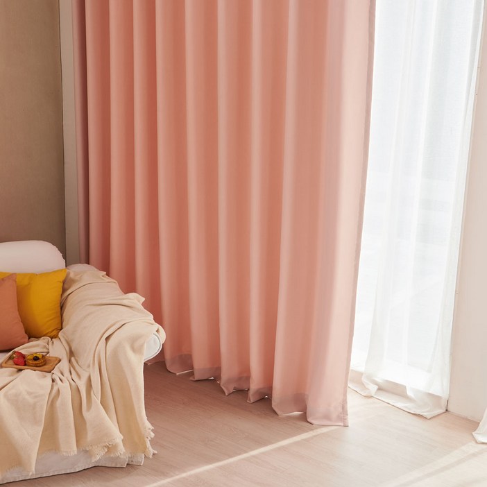 뷰하우스 테라코트 형상기억 양면 암막커튼 2p