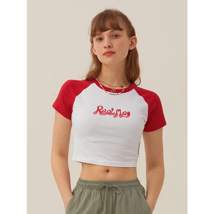 키르시 여성용 DOODLE CHERRY RAGLAN 반팔 티셔츠