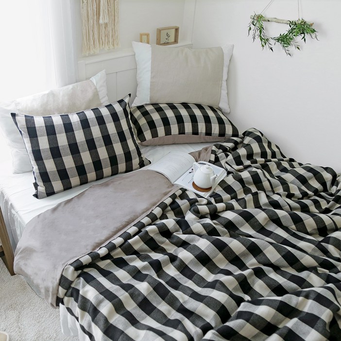 까사베르데 감성 코코아프림 체크 니트 이불커버