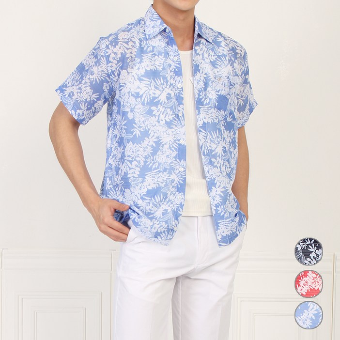 마인플로우 남성용 반팔남방 하와이안 셔츠 B