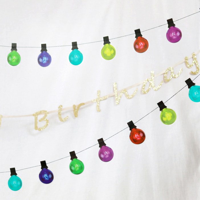 파티조엘 라이트모양 프린팅 가랜드4미터의 라이팅모양 가랜드,생일파티,캠핑