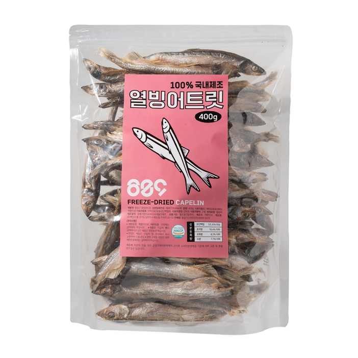 국내산 강아지 고양이 동결건조 대용량 소프트 트릿간식, 1개, 400g, 열빙어