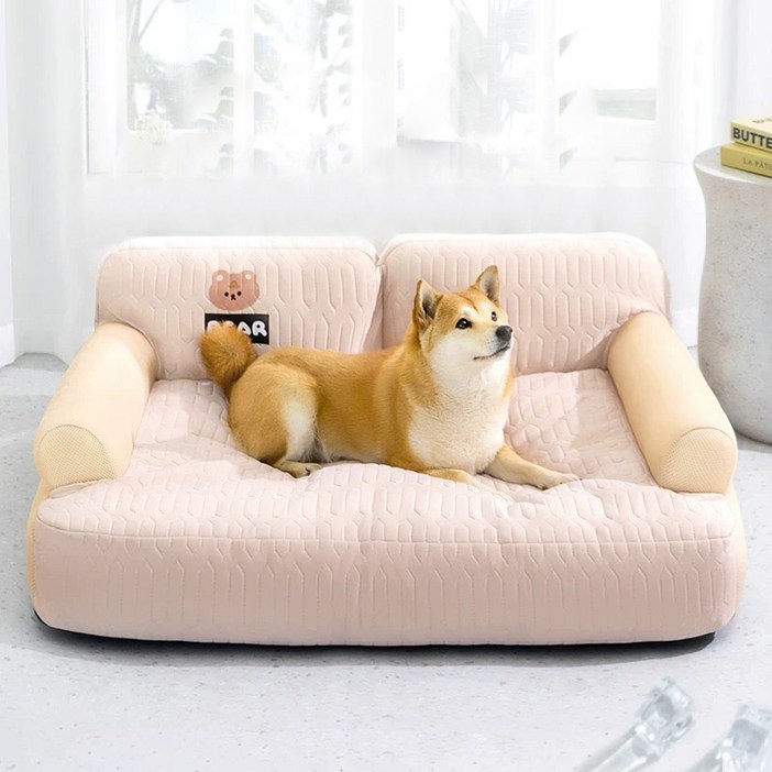 HAM 강아지 여름 쿨링 구름소파 고양이 매트 강아지 방석, 카키, 1개