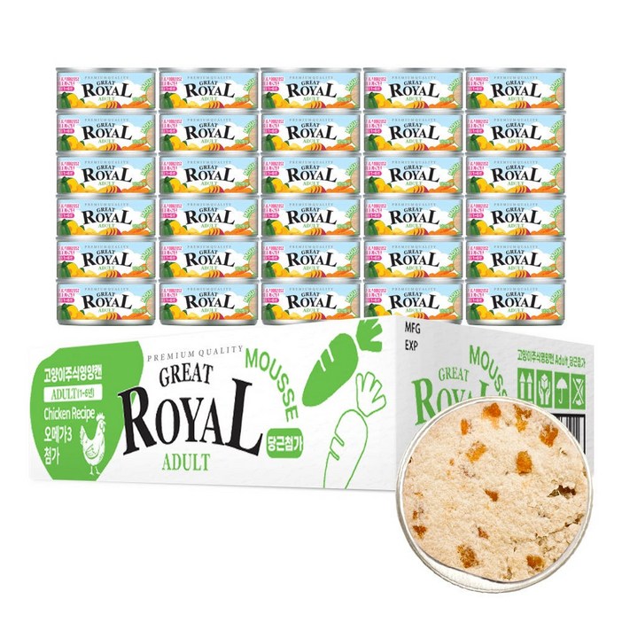 프리미엄 로얄 그레이트캔 고양이간식 주식캔, 60g, 30개, 로얄 어덜트 당근 무스