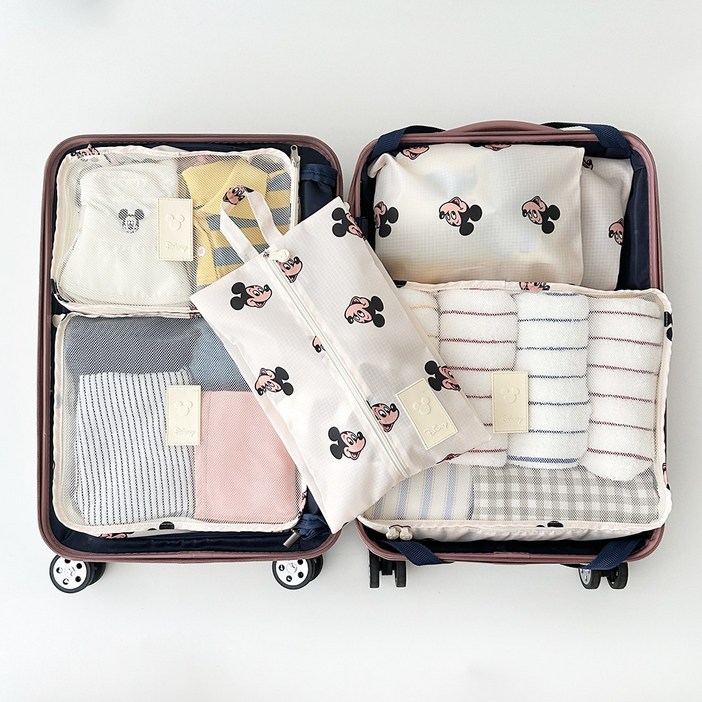 ECLL 디즈니 여행용 파우치 7종 세트 정리 이너백