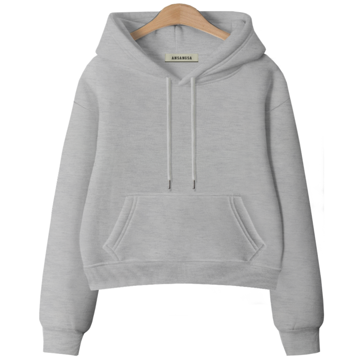 몰토벨리노 [ANSANGSA] 무지 여성 semi크롭 루즈핏 후드 스웨트셔츠