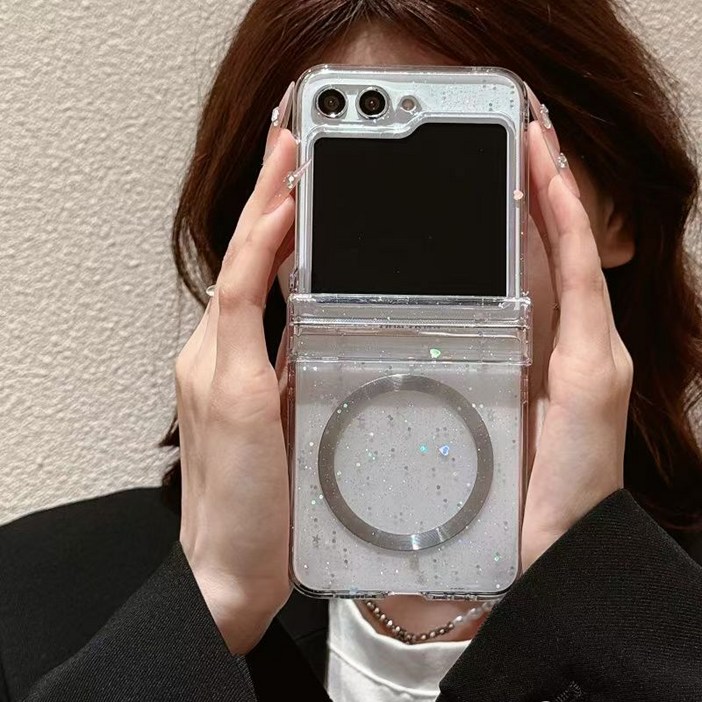 얌코 휴대폰케이스 갤럭시 z플립7 z플립5 z플립6 힌지보호 투명 맥세이프 케이스 번쩍이다 파우더