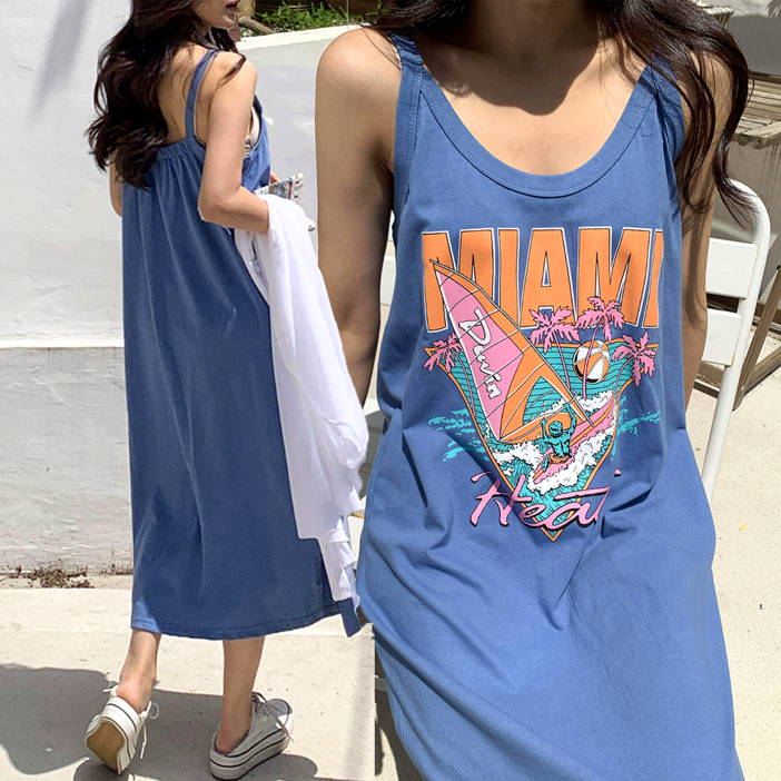 이루하루 A라인 롱원피스 뷔스티에 끈원피스 나시원피스