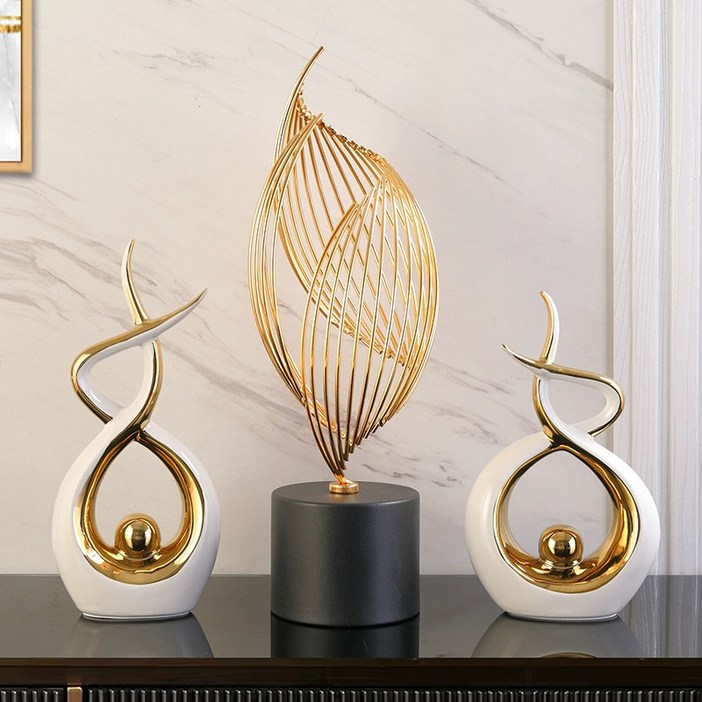 인테리어 장식품 소품 집들이선물 개업선물 수공예품 거실장식품, C화이트골드부와보물을 끌어들이기풍수기 3종세트