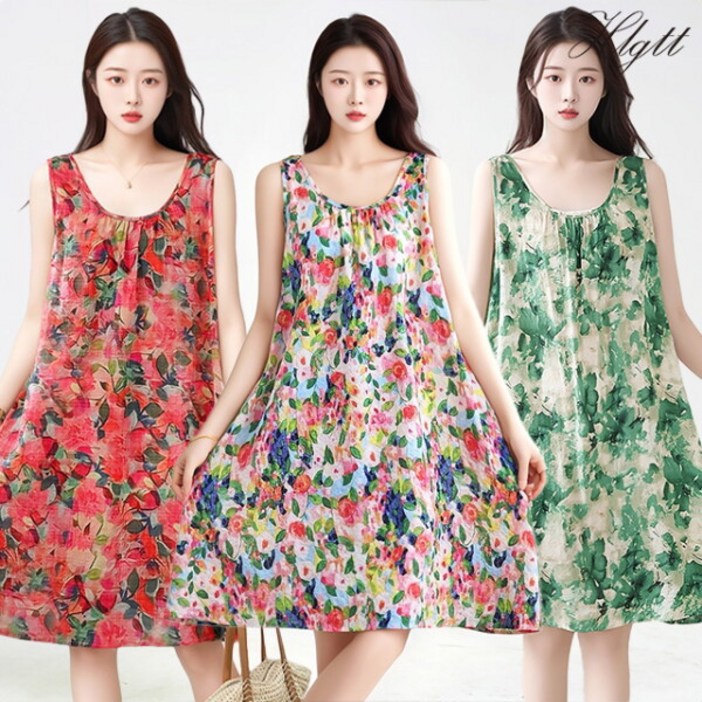 헬리꽁땡 여성용 여름 잔꽃 인견 원피스 3종 5588까지