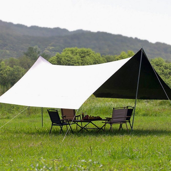 Sgirl 특대형 아웃도어 방수 캠핑타프 세트 블랙코팅타프 그늘막 500*300*240mm