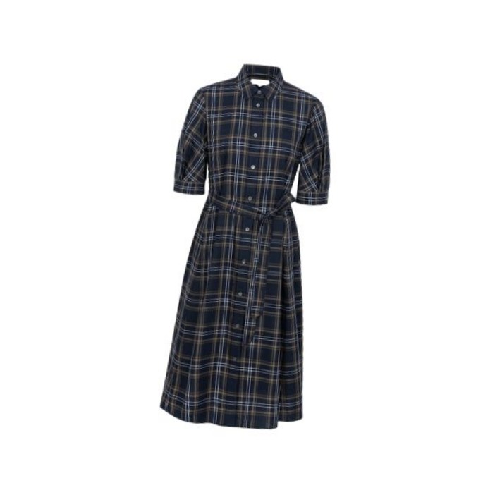 매장정품 빈폴 BEANPOLE LADIES 체크 7부 볼륨소매 원피스 네이비 BF5771C04R BF