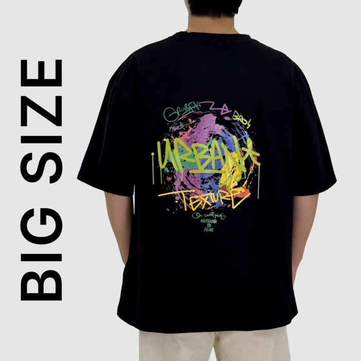 2XL5XL 비크네 순면 빅사이즈 오버핏 프린팅 반팔티