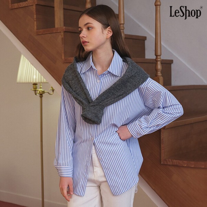 르샵. 스트라이프 박스핏 긴팔 셔츠 DP1BA007A