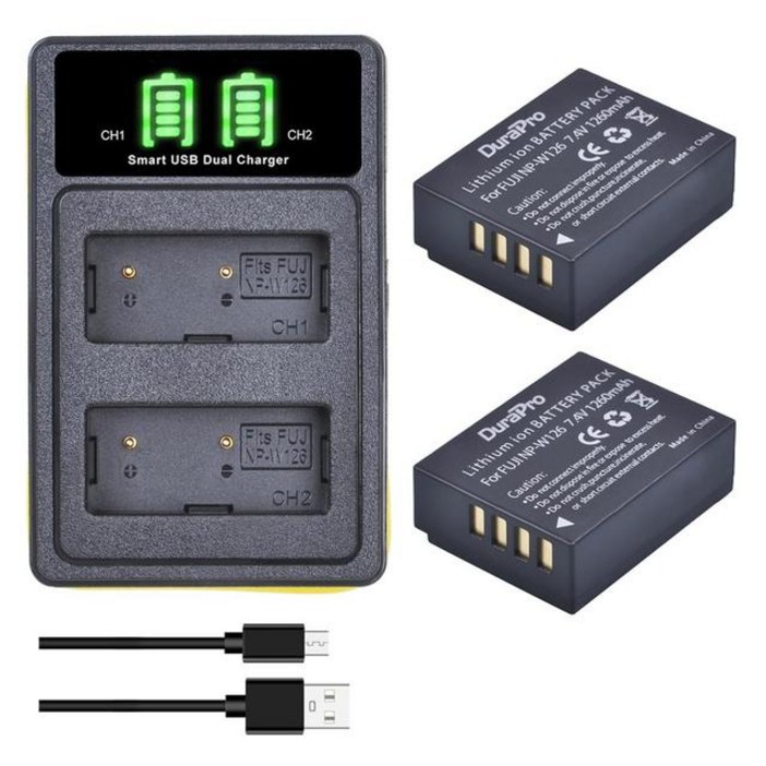 배터리호환  NPW126 및 듀얼 충전기 후지 XPro1 XPro1 XT1 XT1HS30EXR HS33EXR X PRO1 용 1260mAh NP W126 NPW126S W126S