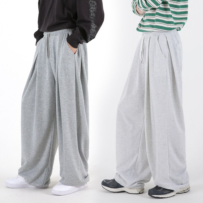 오버나인 남자 남성 포 핀턱 와이드 오버핏 투웨이 트레이닝 팬츠