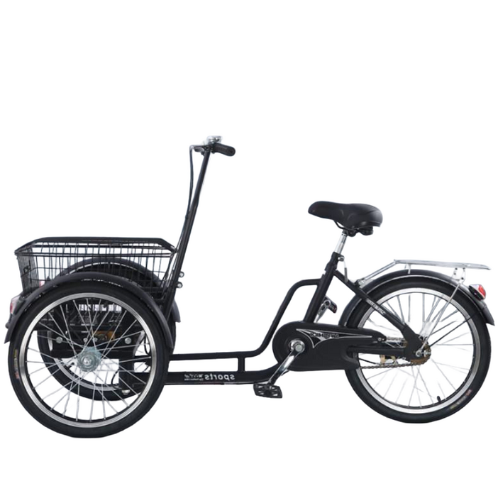 자르본 20인치 역삼륜자전거 성인세발자전거 대형 바구니, 1개, 160cm, 바스켓블랙