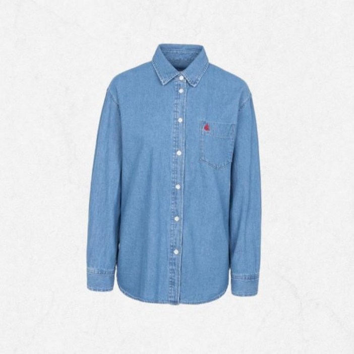 국내정품 빈폴 BEANPOLE LADIES 인디고 데님 오버핏 셔츠  블루 2413330
