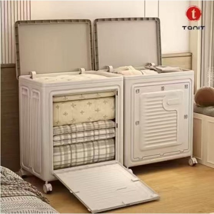 Tanit 특대형 폴딩 리빙박스 옷정리 수납함 130L, 1개, 화이트