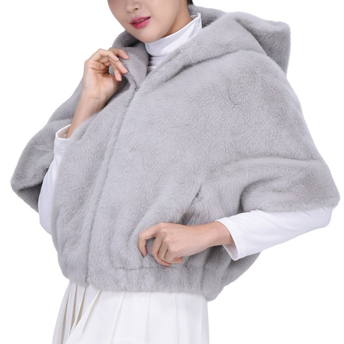 머시매 밍크자켓 하프소매 후드 퍼자켓,여성골프 자켓 겨울골프 퍼자켓