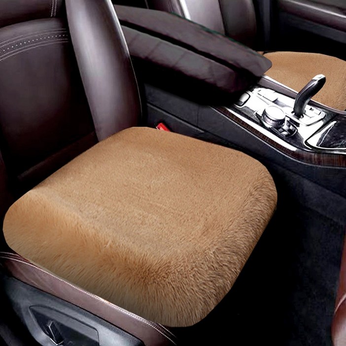 폭시니 차량용 털방석 앞좌석 11 봄 가을 겨울 방석 자동차 시트커버 따듯한 방석 귀여운 방석 00461, 2개, 앞 새들브라운
