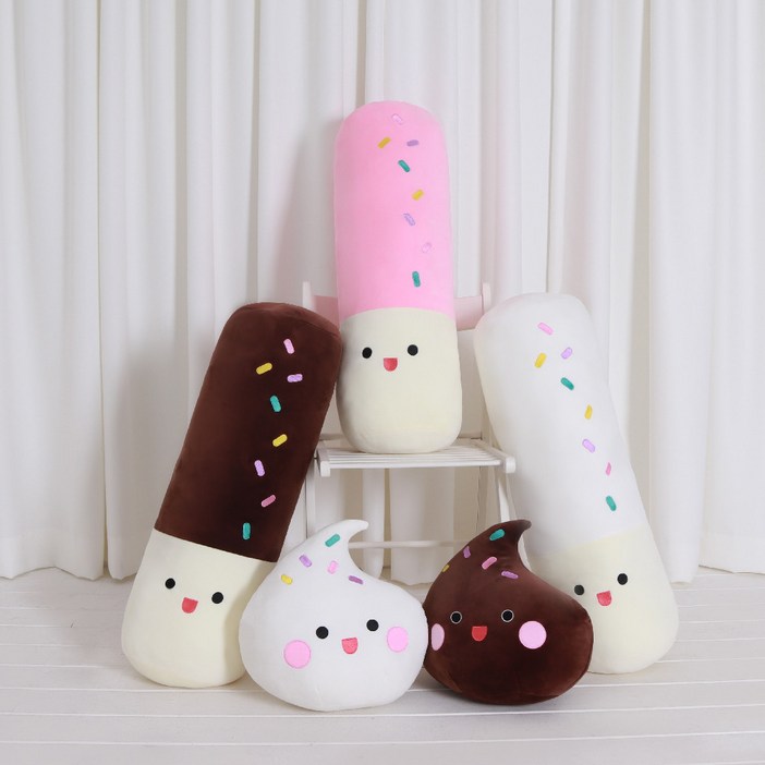 [쿠팡특가][안고자는 인기선물] 말랑하고 부드러운 모찌원단 막대스틱 쿠션 바디필로우 인형 & 모찌 머랭쿠키 인형 쿠션