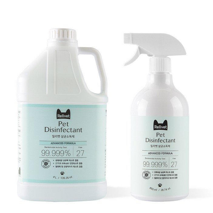 릴리벳 반려동물 강아지 고양이 냄새제거 살균소독제 탈취제 4000ml+850ml, 1세트, 4850ml