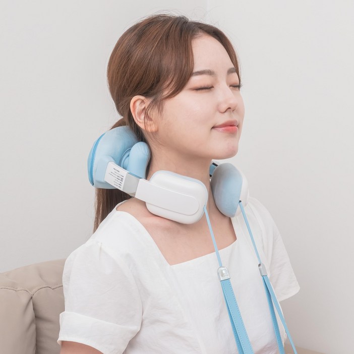 릴렉스파 목 어깨 마사지기 무선 온열 H형 승모근 안마기, 파란색