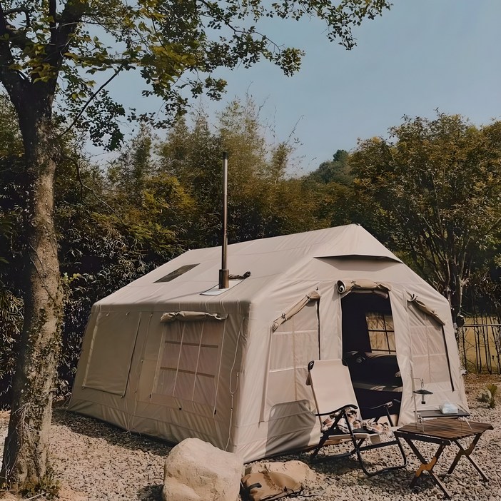 당일 발송 AS가능 집콕시그널 사계절 에어텐트 13.2 면텐트 감성 글램핑 텐트, 방수 3000m, 오트밀베이지, 48 인용