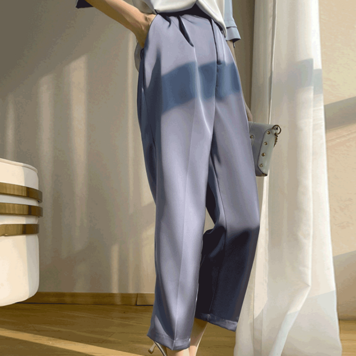 에리페 여성용 9부 하이웨이스트 스트레이트 컷 베이직 슬렉스