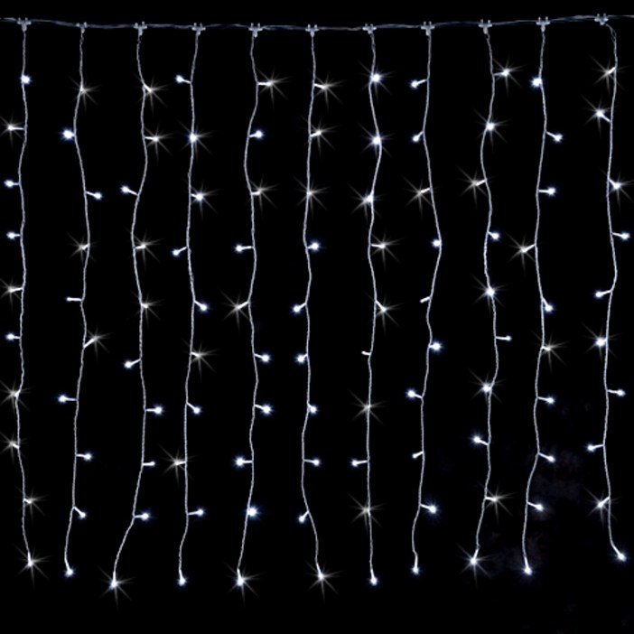 엘스토리몰 LED 커튼전구 1M 160구 3개  정류기 1개 크리스마스 트리 조명 전구, 검정선 백색 3개  정류기 1개, 1개