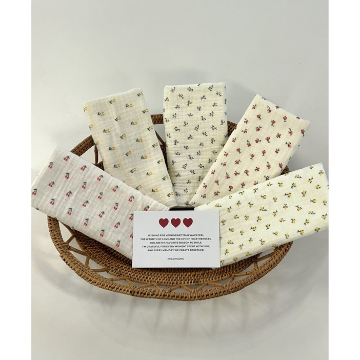 가제손수건 5장 세트 국내제작 이중거즈 손수건 스카프빕