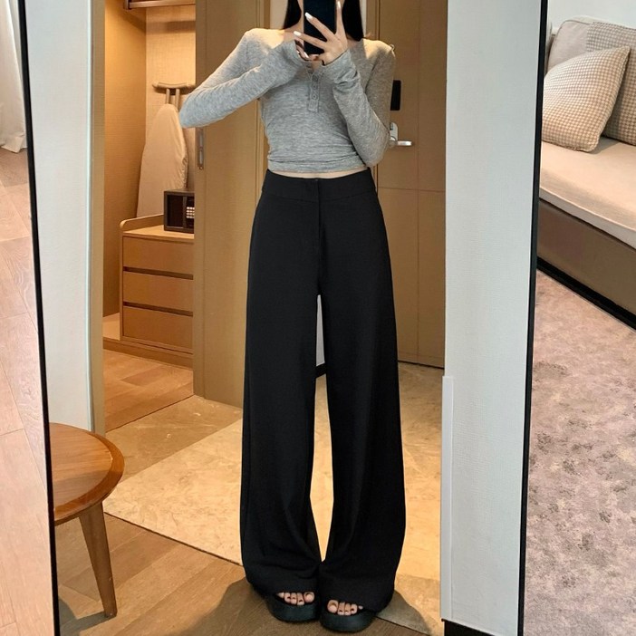 여성용 와이드핏 슬랙스, 차분한 색상 시크한 워크복데일리룩에 딱여성정장바지