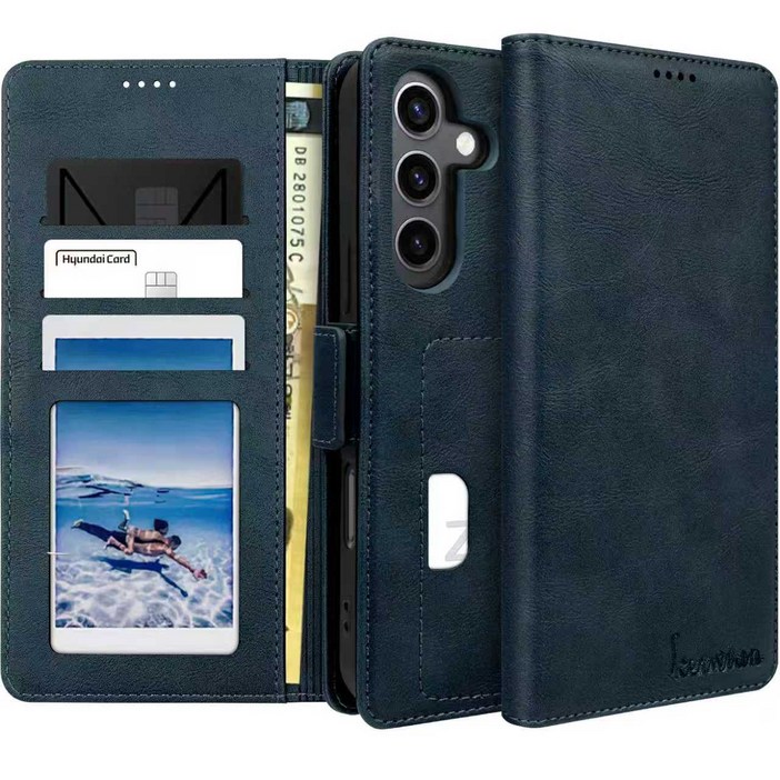 커위안 명품 수제 갤럭시S24/SM-S921N가죽 카드 지갑형 다이어리 폰 케이스