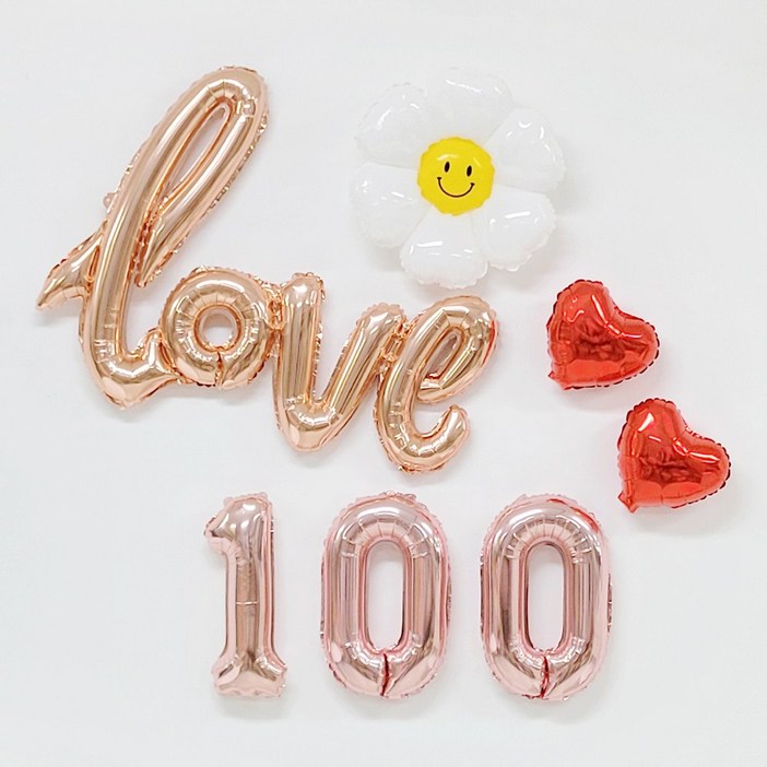 데이지 러브 하트 100일 기념일 은박풍선 세트, 1세트, 100일