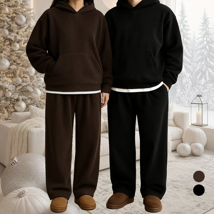 겨울 기모 코듀로이 골덴 셋업 남자 후드 와이드 상하세트