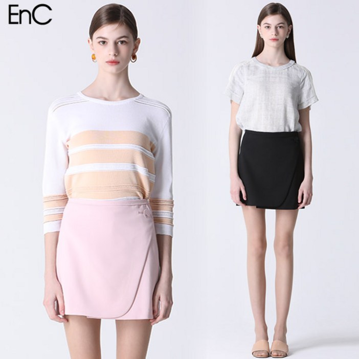 EnC 버튼 포인트 미니 스커트 택가격 178000원