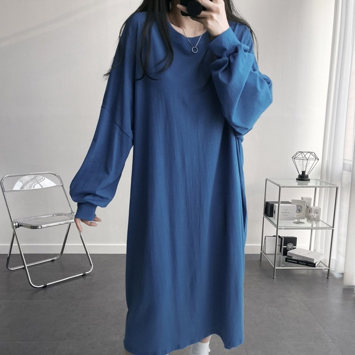 왕박시4XL 국산 오버핏 빅사이즈 무지 긴팔 맨투맨 롱 원피스