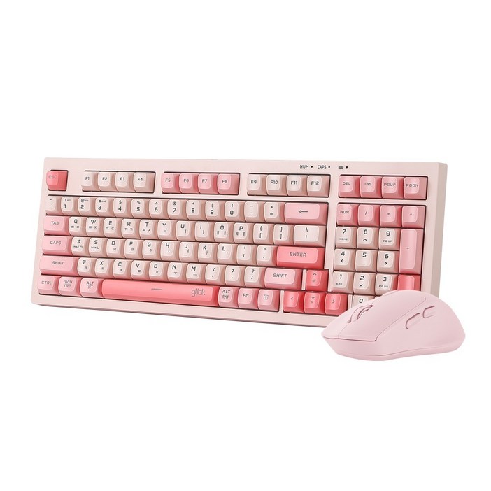 지클릭커 오피스프로 WMK50 사일런스 M 98 무선 키보드 마우스 세트, 일반형, 핑크, WMK50