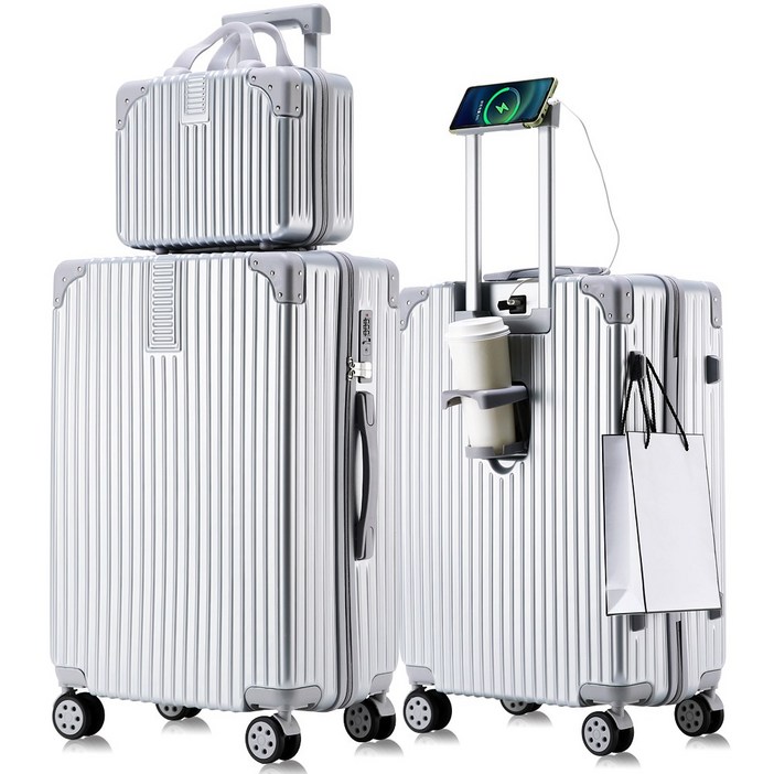 [3년AS/1+1] 초경량 캐리어 2종 세트 USB충전거치대 360도 저소음 휠 기내용 여행용 케리어 20인치 24인치 26인치 28인치